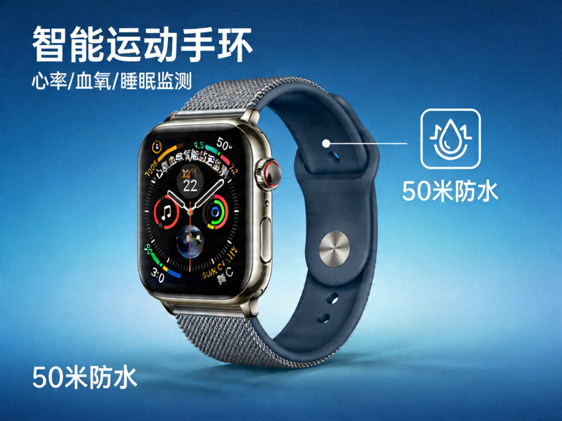 智能运动手环 - 心率血氧睡眠监测50米防水